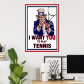 Oom Sam wil dat je Tennis speelt. Poster (Thuiskantoor)