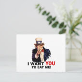 Oom Sam WIL DAT JIJ MIJ OP EET Briefkaart (Staand voorkant)