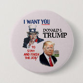 Oom Sam wil Donald Trump 2020 Ronde Button 7,6 Cm (Voorkant)