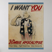 Oom Sam wil je voor Zombie Apocalypse Poster (Voorkant)