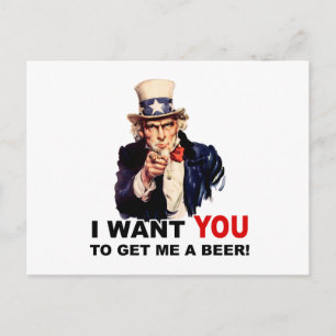 Oom Sam WILT DAT JE EEN BIERTJE VOOR ME HAALT Briefkaart