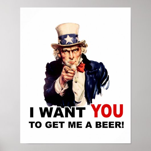 Oom Sam WILT DAT JE ME BEER KRIJGT Poster (Voorkant)