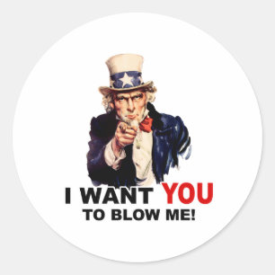 Oom Sam WILT DAT JE ME PIJPT Ronde Sticker