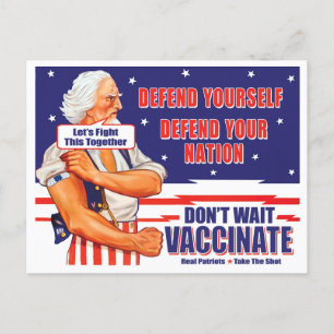 Oom Sam Wordt gevaccineerd Laten we dit samen best Briefkaart