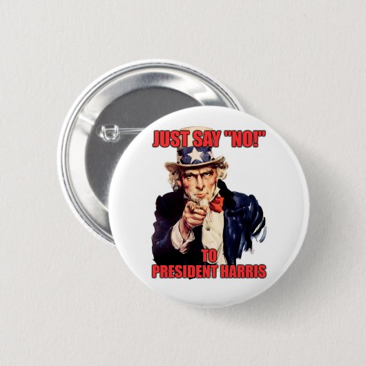 Oom Sam zegt gewoon nee! president Harris Ronde Button 5,7 Cm (Voorkant /achterkant)