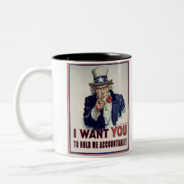 Oom Sam zegt: "Hou me verantwoordelijk!" Tweekleurige Koffiemok