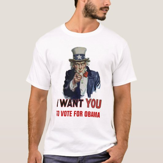 Oom Sam zegt: "Stemming voor Obama" T-shirt (Voorkant)
