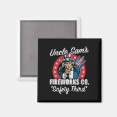 Oom Sams vuurwerk Veiligheid Derde VS Grappig 4 ju Magneet (Voorkant / Achterkant)