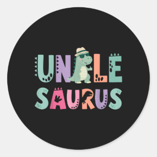 Oom Saurus Papa Dinosaur 3e Verjaardag T-Rex Ronde Sticker