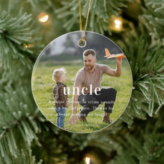 Oom | Sentimenteel Foto Aandenken Kerstmis Keramisch Ornament (Boom)