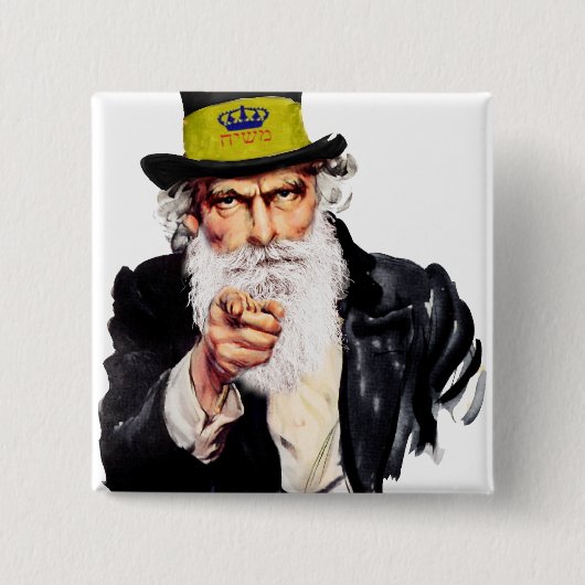 oom Shmuel Vierkante Button 5,1 Cm (Voorkant)