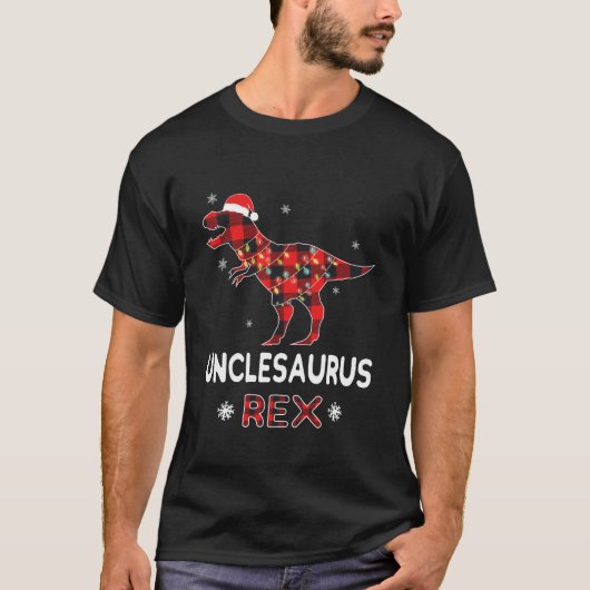 Oom T-Rex Red Pset Buffalo Kerstmis Dinosaur T-shirt (Voorkant)