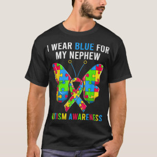 Oom tante Autism Butterfly, ik Draag blauw voor mi T-shirt