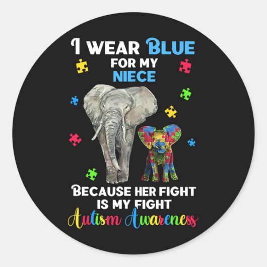 Oom Tante Autisme Awareness Ronde Sticker (Voorkant)