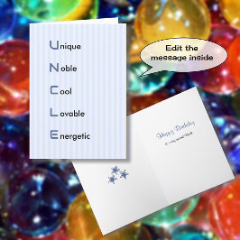 Oom tekst blauwe streep verjaardag kaart