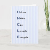 Oom tekst blauwe streep verjaardag kaart (Voorkant)