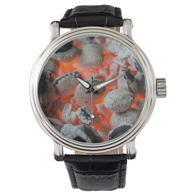 Oom Tony's BBQ Houtskool Briketten Polshorloge Horloge (Voorkant)