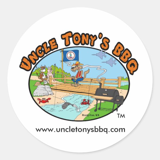 Oom Tony's BBQ Stickers (Cartoon Logo) (Voorkant)