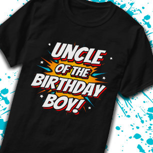 Oom van Birthday Boy Superheld Comics Party T-shirt