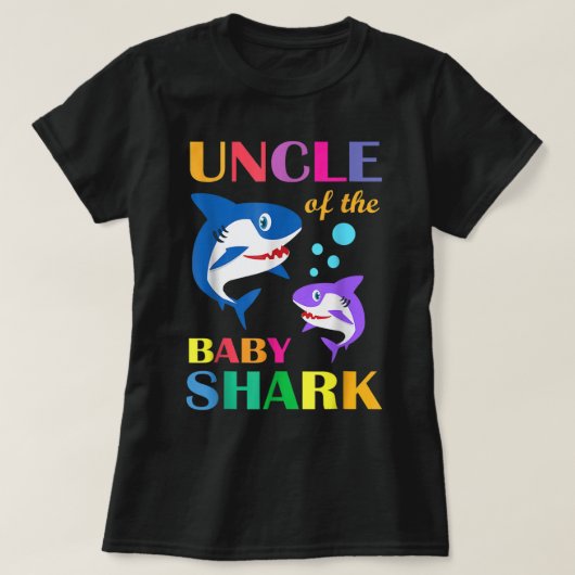 Oom van de Baby Birthday Shark oom Shark Chris T-shirt (Design voorkant)