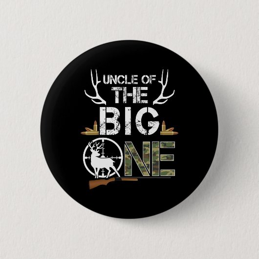 Oom van de Big One verjaardagsjongen Deer Hunter C Ronde Button 5,7 Cm (Voorkant)