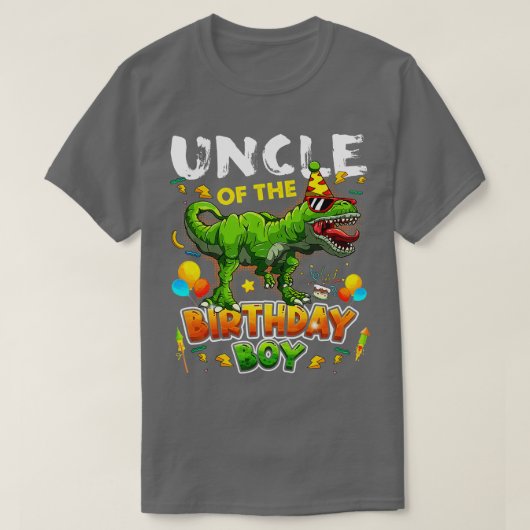 Oom van de Birthday Boy Dinosaur oom Family Bir T-shirt (Design voorkant)