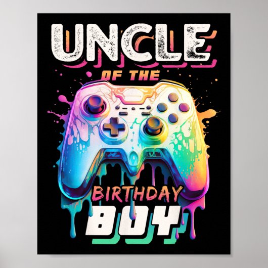 Oom van de Birthday Boy Matching Video Game Birt Poster (Voorkant)