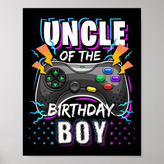 Oom van de Birthday Boy Matching Video Game Birt Poster (Voorkant)
