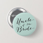 Oom van de Bruid Script Baby Blue Huwelijksfeest Ronde Button 5,7 Cm (Voorkant /achterkant)
