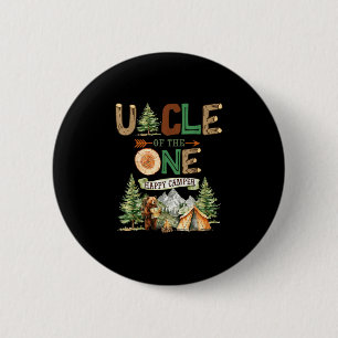 Oom van de ene gelukkige kampeerder 1e verjaardag ronde button 5,7 cm