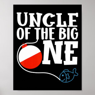 Oom van de grote één vissen jongen eerste verjaard poster