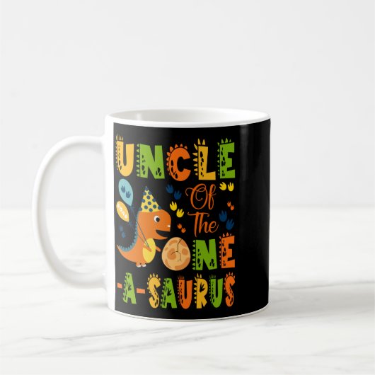 Oom van de One-A-Saurus 1e verjaardag dinosaurus Koffiemok (Links)
