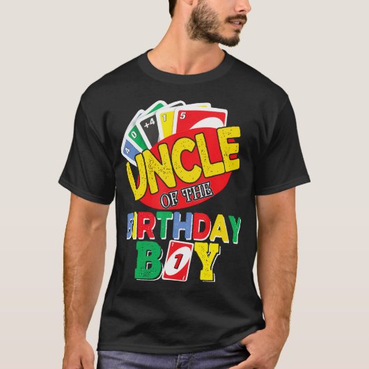 Oom van de Uno verjaardag jongen Uno verjaardag jo T-shirt (Voorkant)