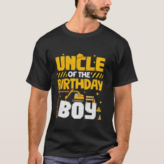 Oom van de verjaardag jongen bouw familie deco t-shirt (Voorkant)