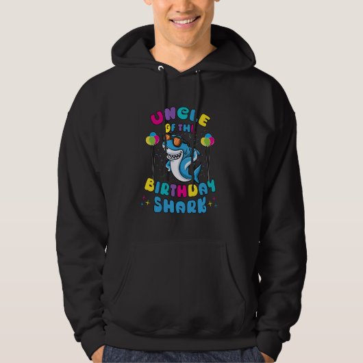 Oom van de Verjaardag Jongen Haai Liefhebber Kinde Hoodie (Voorkant)