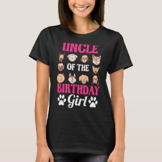 Oom van de verjaardag Meisje Hond Pauw Dagfeest Ce T-shirt