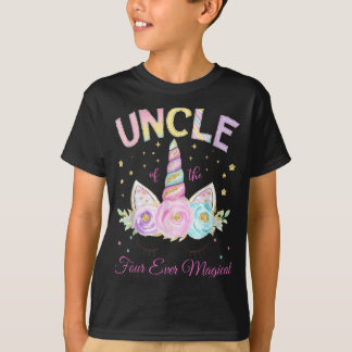 Oom Van De Vier Magische Eenhoorn 4e Verjaardag T-shirt
