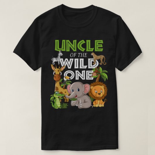 Oom van de Wilde One Zoo Birthday Safari Oerwoud A T-shirt (Design voorkant)