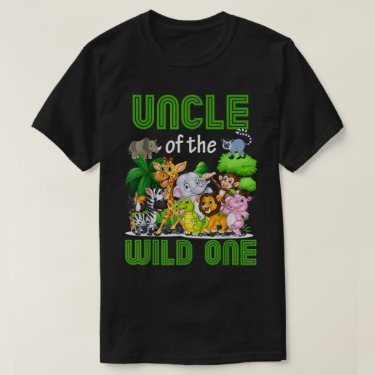 Oom van de Wilde One Zoo Birthday Safari Oerwoud A T-shirt (Design voorkant)