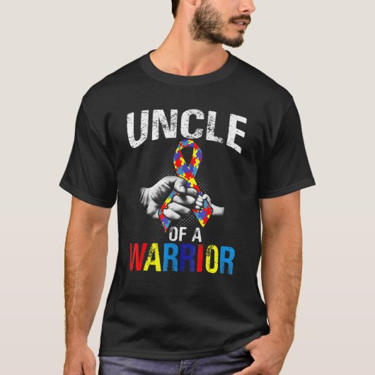 Oom Van Een Krijger Autisme Bewustzijn T-shirt (Voorkant)