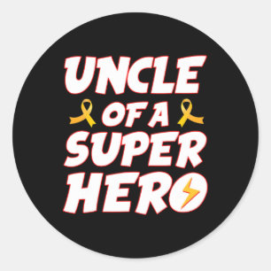 Oom van een superheldenfamilie met kanker bij kind ronde sticker