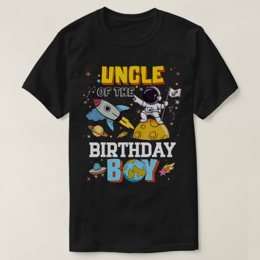 Oom van het 'Birthday Astronaut Boy Space Theme Pa T-shirt (Design voorkant)