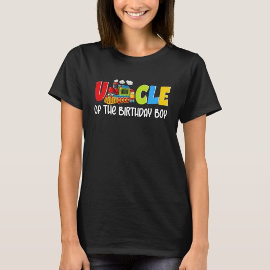 Oom van het Birthday Boy Choo Choo Train Theme P T-shirt (Voorkant)