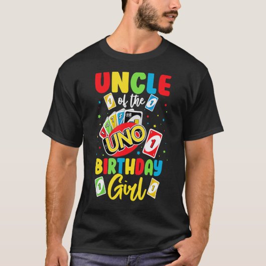 Oom van het Birthday meisje Uno Papa vader vader T-shirt (Voorkant)