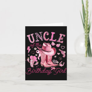 Oom van het meisje dat jarig is roze cowgirl weste kaart