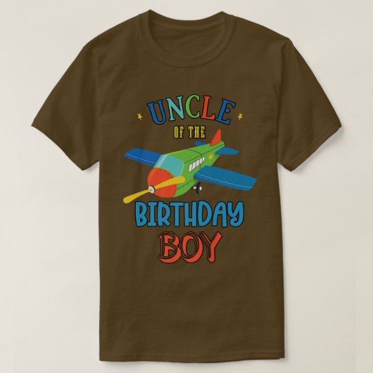 Oom van het vliegtuigthema Birthday Boy Matching T-shirt (Design voorkant)