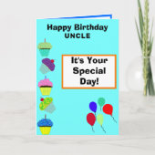 Oom Verjaardag Groene Cupcake Tower FOTO Kaart (Voorkant)