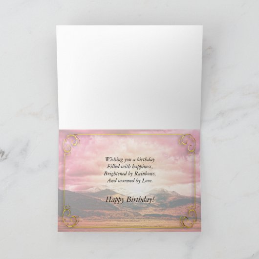 Oom verjaardag, Zonsondergang over de bergen Kaart (Binnen)