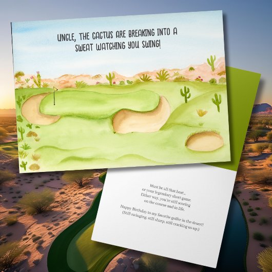 Oom, verjaardagswoestijn golfbaan aquarel kaart