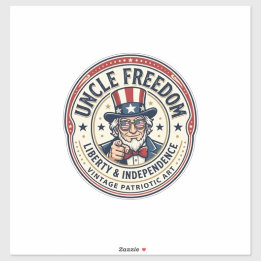 Oom Vrijheid Patriottische Oom Sam Oprichting Kara Sticker (Vel)
